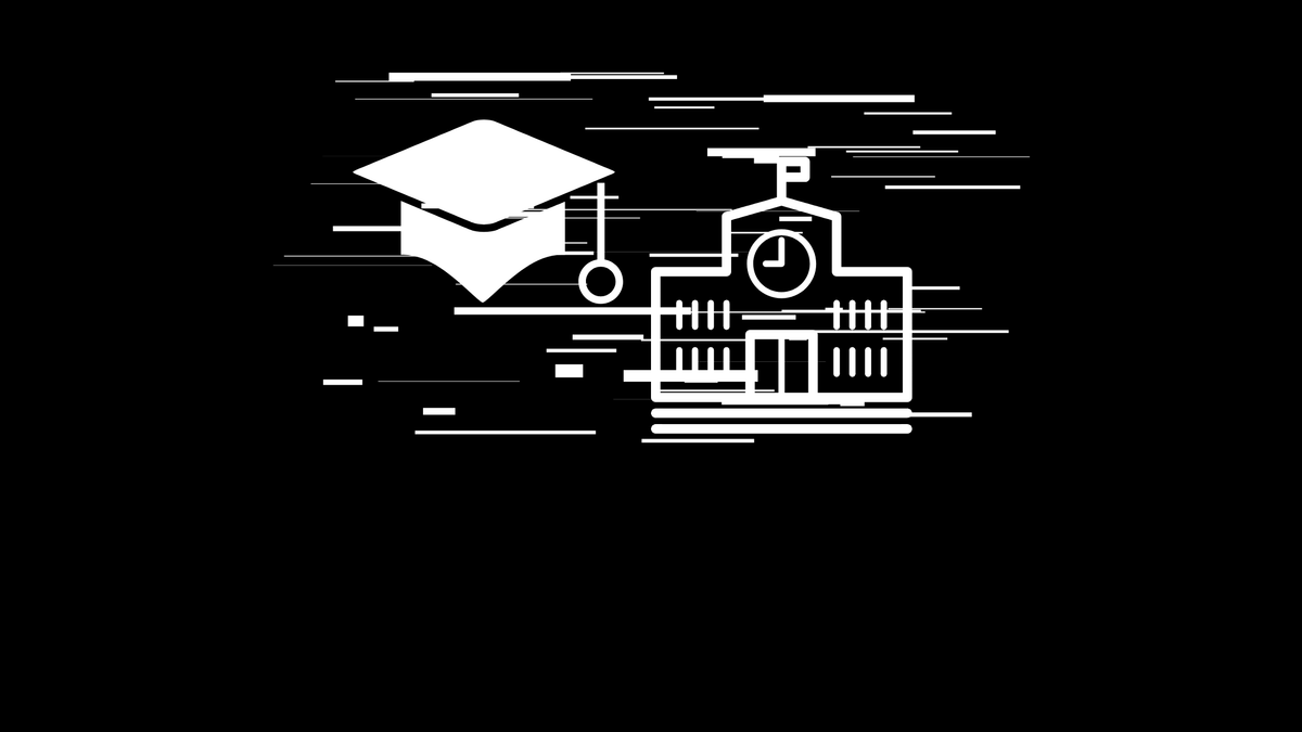 College and Hat with Glitching overlay